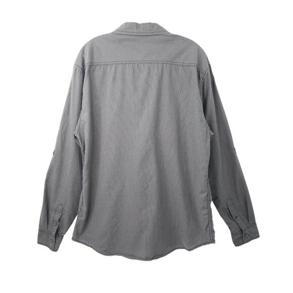 Carbon Slim Fit Button Front Shirt Mens XXL READ Tab Sleeve Snap Pockets Gray - Picture 3 of 16